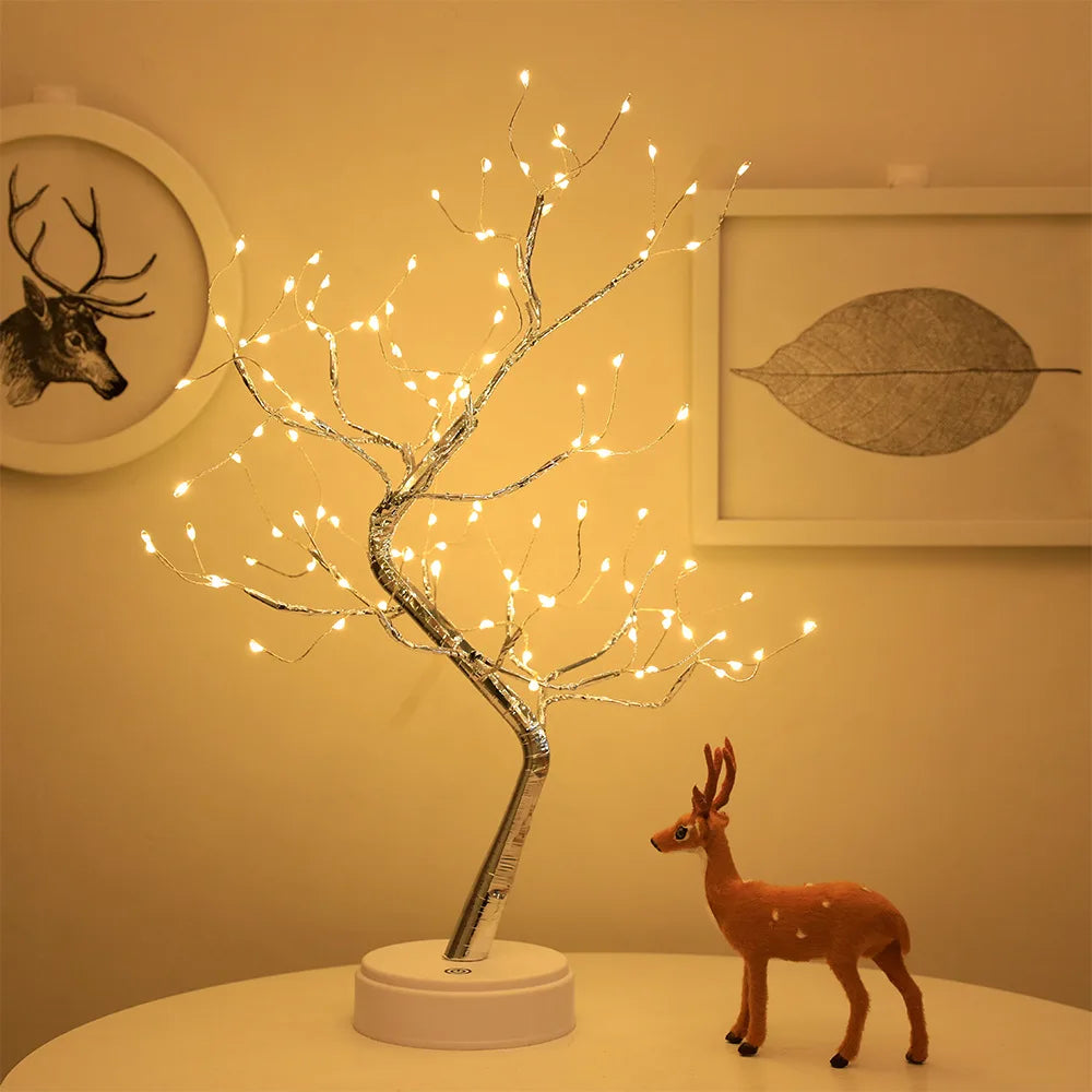 Enchanting 36/108 LED Tabletop Tree Lamp - Vibrant RGB Decorative Night Lights for Parties, Halloween, Christmas, and Home Decor