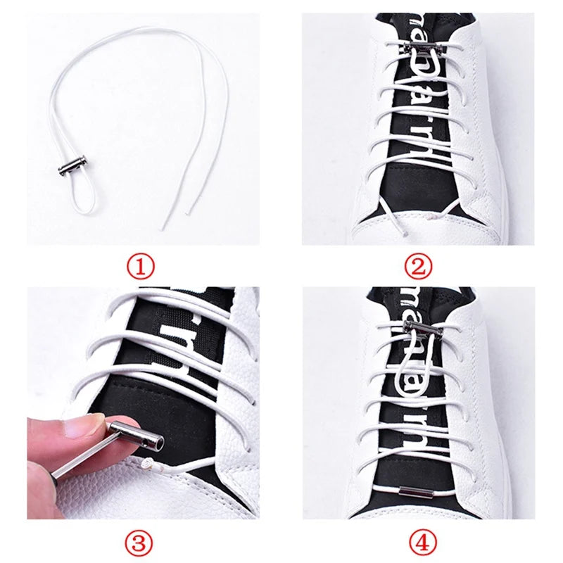 No Tie Elastic Shoelaces with Metal Lock - Quick and Easy for Kids and Adults!